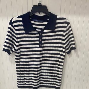 Tommy Hilfiger Black and White Striped Polo